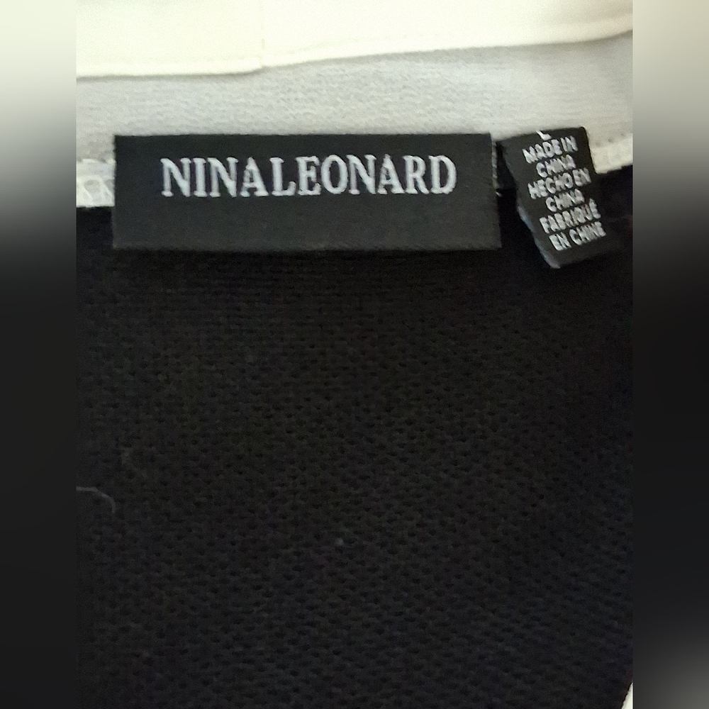 New "NWT" Nina Leonard Black Sweater Dress with White Cuff Details - Picture 7 of 9